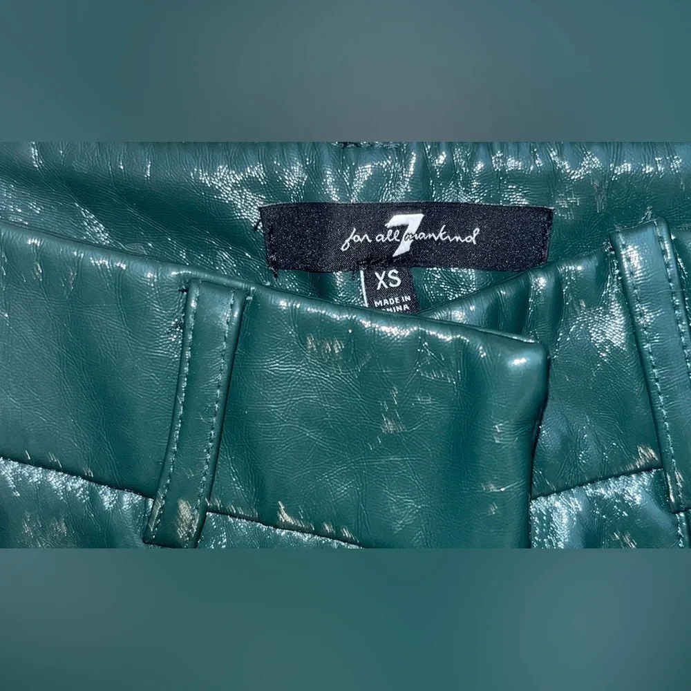 7 for all mankind xs green faux leather pants y3k retro